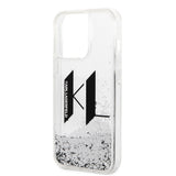 Husa pentru iPhone 14 Pro, Karl Lagerfeld Hardcase Liquid Glitter (KLHCP14LLBKLCS), argintiu