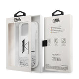 Husa pentru iPhone 14 Pro, Karl Lagerfeld Hardcase Liquid Glitter (KLHCP14LLBKLCS), argintiu