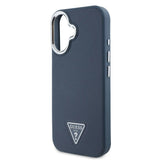 Husa pentru iPhone 16, Guess Grained Triangle MagSafe (GUHMP16SPGTSPSK), negru