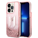 Husa pentru iPhone 14 Pro, Karl Lagerfeld Hardcase Glitter (KLHCP14LLBKLCP), roz