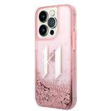 Husa pentru iPhone 14 Pro, Karl Lagerfeld Hardcase Glitter (KLHCP14LLBKLCP), roz