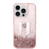 Husa pentru iPhone 14 Pro, Karl Lagerfeld Hardcase Glitter (KLHCP14LLBKLCP), roz