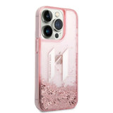 Husa pentru iPhone 14 Pro, Karl Lagerfeld Hardcase Glitter (KLHCP14LLBKLCP), roz