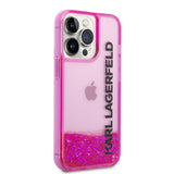 Husa pentru iPhone 14 Pro, Karl Lagerfeld Hardcase Liquid Glitter (KLHCP14LLCKVF), roz