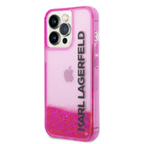Husa pentru iPhone 14 Pro, Karl Lagerfeld Hardcase Liquid Glitter (KLHCP14LLCKVF), roz