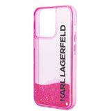 Husa pentru iPhone 14 Pro, Karl Lagerfeld Hardcase Liquid Glitter (KLHCP14LLCKVF), roz