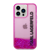 Husa pentru iPhone 14 Pro, Karl Lagerfeld Hardcase Liquid Glitter (KLHCP14LLCKVF), roz