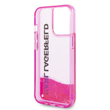 Husa pentru iPhone 14 Pro, Karl Lagerfeld Hardcase Liquid Glitter (KLHCP14LLCKVF), roz