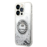 Husa pentru iPhone 14 Pro, Karl Lagerfeld Hardcase Liquid Glitter (KLHCP14LLCRSGRS), argintiu
