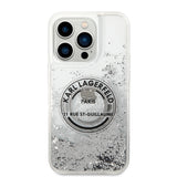 Husa pentru iPhone 14 Pro, Karl Lagerfeld Hardcase Liquid Glitter (KLHCP14LLCRSGRS), argintiu