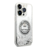 Husa pentru iPhone 14 Pro, Karl Lagerfeld Hardcase Liquid Glitter (KLHCP14LLCRSGRS), argintiu