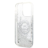 Husa pentru iPhone 14 Pro, Karl Lagerfeld Hardcase Liquid Glitter (KLHCP14LLCRSGRS), argintiu