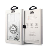 Husa pentru iPhone 14 Pro, Karl Lagerfeld Hardcase Liquid Glitter (KLHCP14LLCRSGRS), argintiu