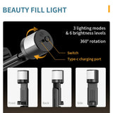 Selfie stick Techsuit (Q12S), Suport trepied stabil cu Bluetooth Remote si LED Light, 75cm, negru