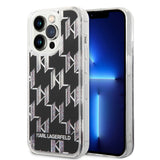 Husa pentru iPhone 14 Pro, Karl Lagerfeld Hardcase Liquid Glitter (KLHCP14LLMNMK), negru