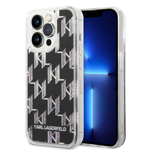 Husa pentru iPhone 14 Pro, Karl Lagerfeld Hardcase Liquid Glitter (KLHCP14LLMNMK), negru