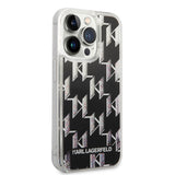 Husa pentru iPhone 14 Pro, Karl Lagerfeld Hardcase Liquid Glitter (KLHCP14LLMNMK), negru