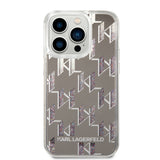 Husa pentru iPhone 14 Pro, Karl Lagerfeld Hardcase Liquid Glitter (KLHCP14LLMNMS), argintiu