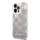 Husa pentru iPhone 14 Pro, Karl Lagerfeld Hardcase Liquid Glitter (KLHCP14LLMNMS), argintiu