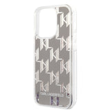 Husa pentru iPhone 14 Pro, Karl Lagerfeld Hardcase Liquid Glitter (KLHCP14LLMNMS), argintiu