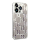 Husa pentru iPhone 14 Pro, Karl Lagerfeld Hardcase Liquid Glitter (KLHCP14LLMNMS), argintiu