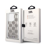 Husa pentru iPhone 14 Pro, Karl Lagerfeld Hardcase Liquid Glitter (KLHCP14LLMNMS), argintiu