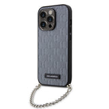 Husa pentru iPhone 14 Pro, Karl Lagerfeld Saffiano Monogram Chain (KLHCP14LSACKLHPG), gri
