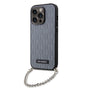 Husa pentru iPhone 14 Pro, Karl Lagerfeld Saffiano Monogram Chain (KLHCP14LSACKLHPG), gri