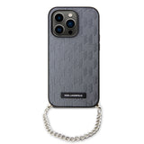 Husa pentru iPhone 14 Pro, Karl Lagerfeld Saffiano Monogram Chain (KLHCP14LSACKLHPG), gri