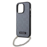 Husa pentru iPhone 14 Pro, Karl Lagerfeld Saffiano Monogram Chain (KLHCP14LSACKLHPG), gri