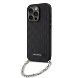 Husa pentru iPhone 14 Pro, Karl Lagerfeld Saffiano Monogram Chain (KLHCP14LSACKLHPK), negru