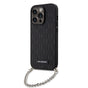 Husa pentru iPhone 14 Pro, Karl Lagerfeld Saffiano Monogram Chain (KLHCP14LSACKLHPK), negru