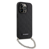 Husa pentru iPhone 14 Pro, Karl Lagerfeld Saffiano Monogram Chain (KLHCP14LSACKLHPK), negru