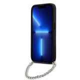 Husa pentru iPhone 14 Pro, Karl Lagerfeld Saffiano Monogram Chain (KLHCP14LSACKLHPK), negru