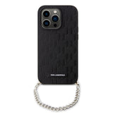 Husa pentru iPhone 14 Pro, Karl Lagerfeld Saffiano Monogram Chain (KLHCP14LSACKLHPK), negru
