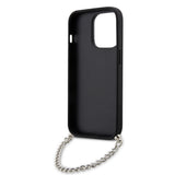 Husa pentru iPhone 14 Pro, Karl Lagerfeld Saffiano Monogram Chain (KLHCP14LSACKLHPK), negru