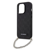 Husa pentru iPhone 14 Pro, Karl Lagerfeld Saffiano Monogram Chain (KLHCP14LSACKLHPK), negru