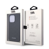 Husa pentru iPhone 14 Pro, Karl Lagerfeld Saffiano Monogram Chain (KLHCP14LSACKLHPK), negru