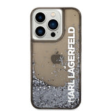 Husa pentru iPhone 14 Pro, Karl Lagerfeld Hardcase Liquid Glitter (KLHCP14LLCKVK), negru