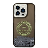 Husa pentru iPhone 14 Pro, Karl Lagerfeld Hardcase Liquid Glitter (KLHCP14LLCRSGRK), negru
