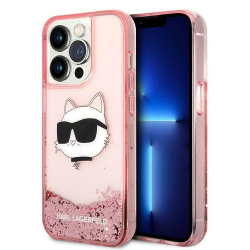 Husa pentru iPhone 14 Pro, Karl Lagerfeld Hardcase Glitter (KLHCP14LLNCHCP), roz