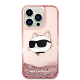 Husa pentru iPhone 14 Pro, Karl Lagerfeld Hardcase Glitter (KLHCP14LLNCHCP), roz
