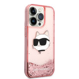 Husa pentru iPhone 14 Pro, Karl Lagerfeld Hardcase Glitter (KLHCP14LLNCHCP), roz