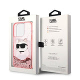 Husa pentru iPhone 14 Pro, Karl Lagerfeld Hardcase Glitter (KLHCP14LLNCHCP), roz
