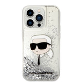 Husa pentru iPhone 14 Pro, Karl Lagerfeld Hardcase Glitter (KLHCP14LLNKHCH), argintiu