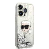 Husa pentru iPhone 14 Pro, Karl Lagerfeld Hardcase Glitter (KLHCP14LLNKHCH), argintiu