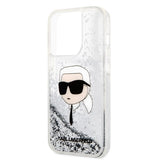 Husa pentru iPhone 14 Pro, Karl Lagerfeld Hardcase Glitter (KLHCP14LLNKHCH), argintiu