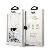 Husa pentru iPhone 14 Pro, Karl Lagerfeld Hardcase Glitter (KLHCP14LLNKHCH), argintiu