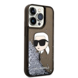 Husa pentru iPhone 14 Pro, Karl Lagerfeld Hardcase Glitter (KLHCP14LLNKHCK), negru