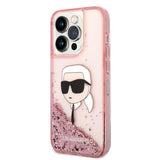 Husa pentru iPhone 14 Pro, Karl Lagerfeld Hardcase Glitter (KLHCP14LLNKHCP), roz